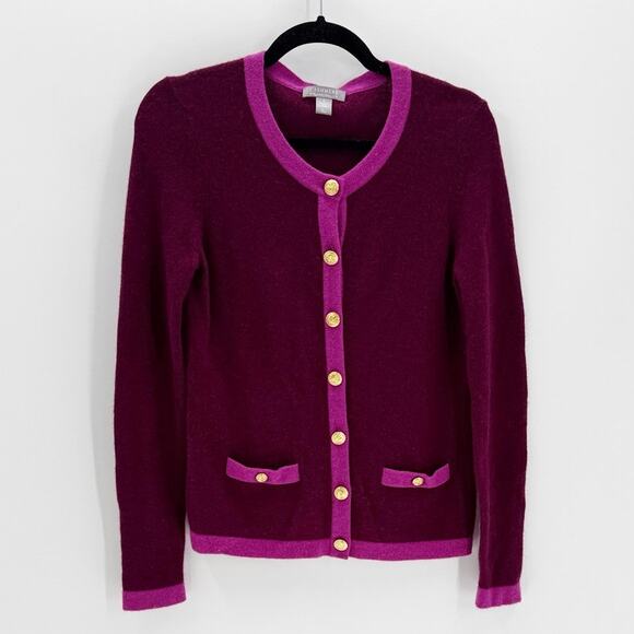 Charter Club 2 ply cashmere pink in pink gold accent buttons cardigan size S - Picture 1 of 4